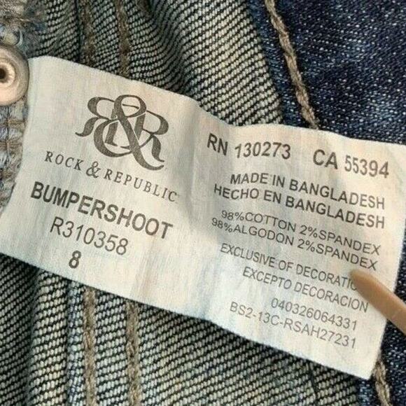 Rock & Republic Bumpershoot Short Womens 8 Distressed Cut-Off Raw Hem Blue Denim - Picture 10 of 10